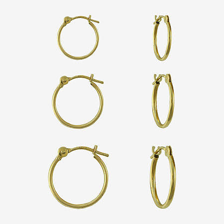 14k Gold 3-Pr. Hoop Earring Set