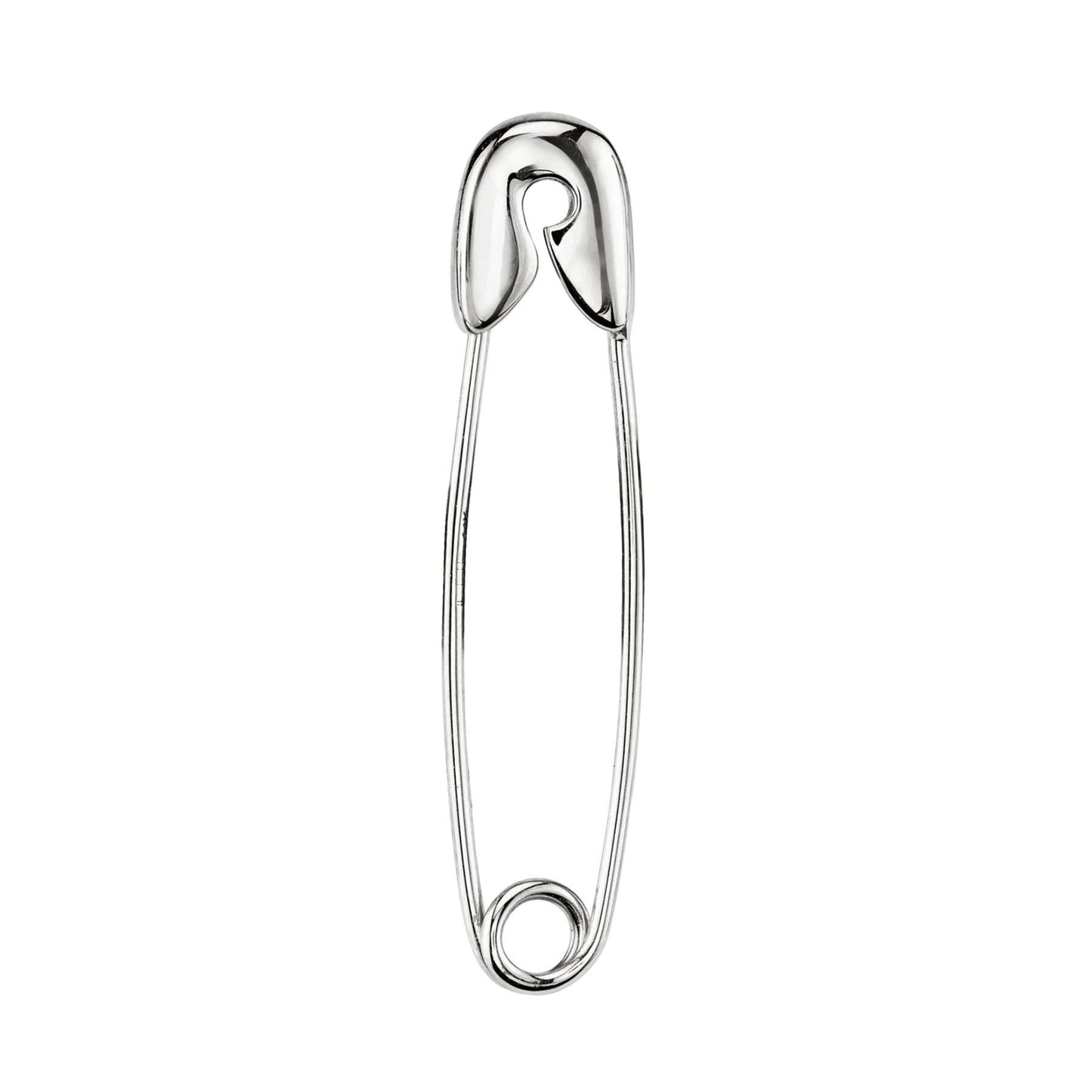 14k White Gold Safety Pin Earring