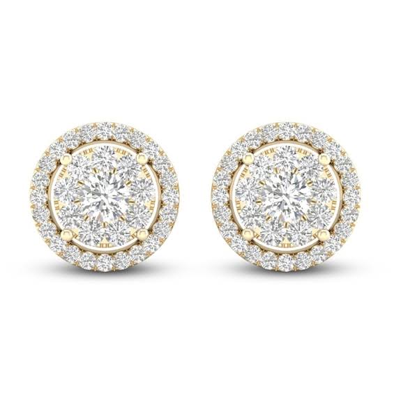 Stud Earrings Tw Round-Cut 10k Yellow