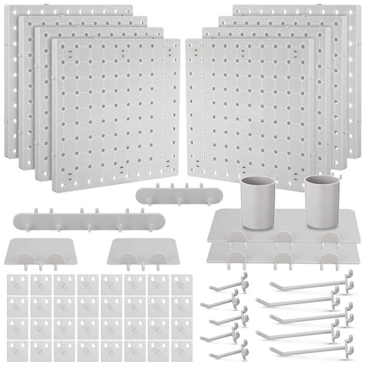 58 Pieces Pegboard Organizer Kits Pegboard Wall Panel Plastic Pegboard Mount Display With Pegboard Accessories Include Storage Boards Buckets And