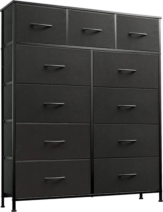 11 Drawer Fabric Dresser | Wlive, Charcoal Black