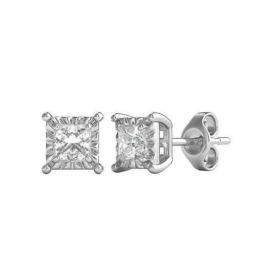 1/2 Ct. Tw. Princess-Cut Diamond Illusion Stud Earrings