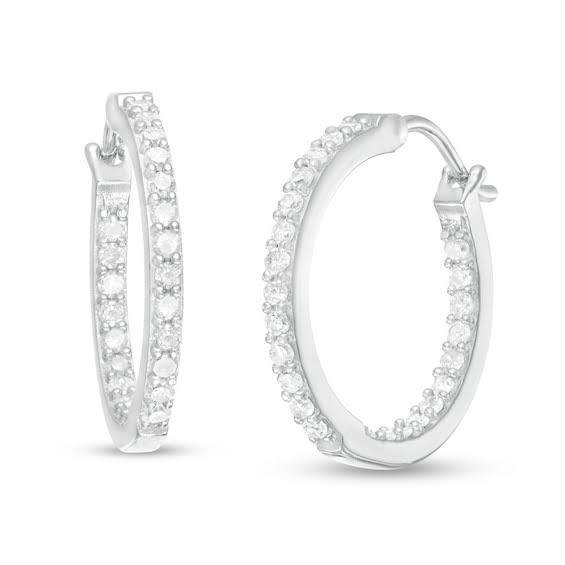 1/2 Ct. T.W. Diamond Inside-Out Hoop Earrings In Sterling