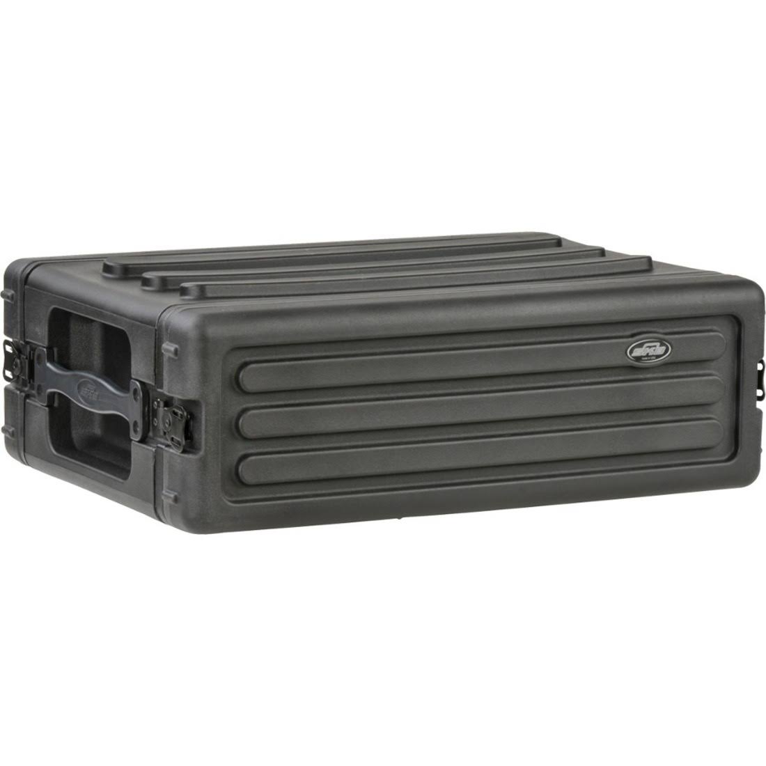 3u Roto Shallow Rack Case With Steel Rails, Standard, Black , Molded Polyethylene