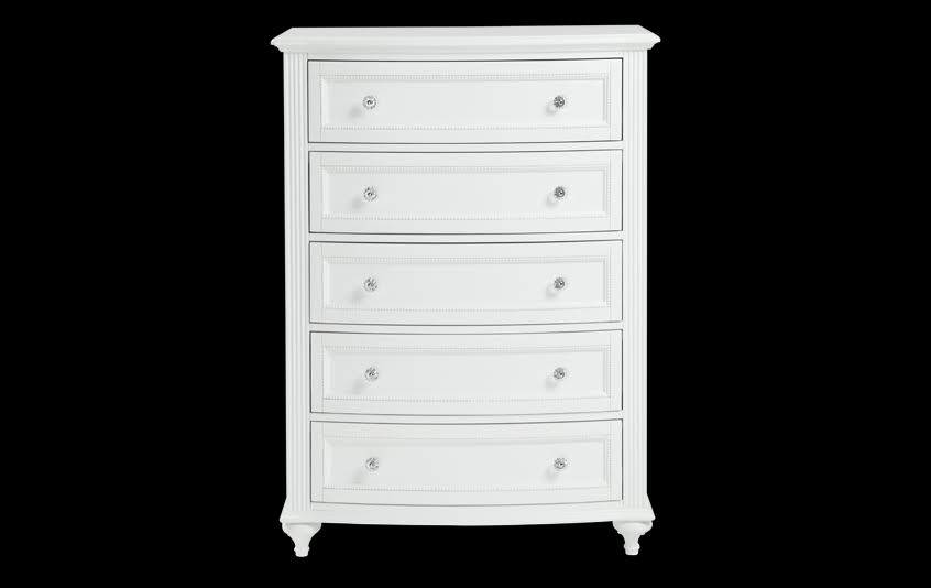 5 Drawer Chest In White | Glam Kids Dressers & Chests Pine Solids / Poplar Solids By Bobs Discount Furniture