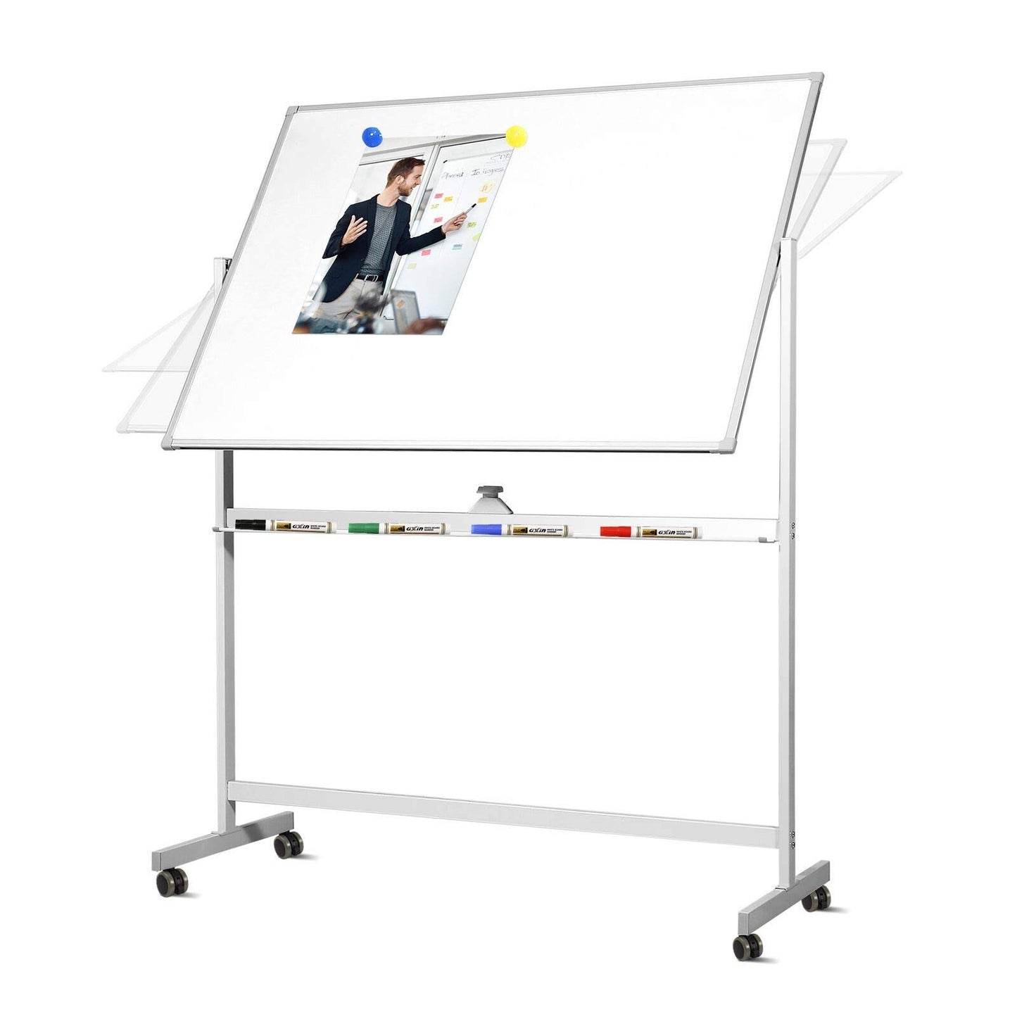 Whiteboard With Stand 48x 36 Inch Double Sized Writing Dry Erase Board