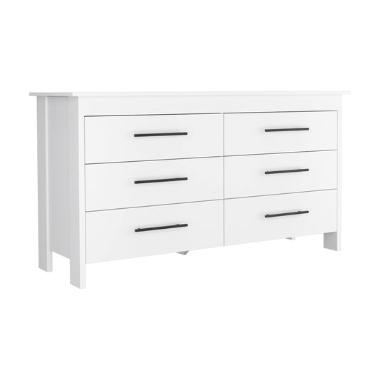 6 Drawer Double Dresser - White - Depot E-Shop De-Clb5980tf