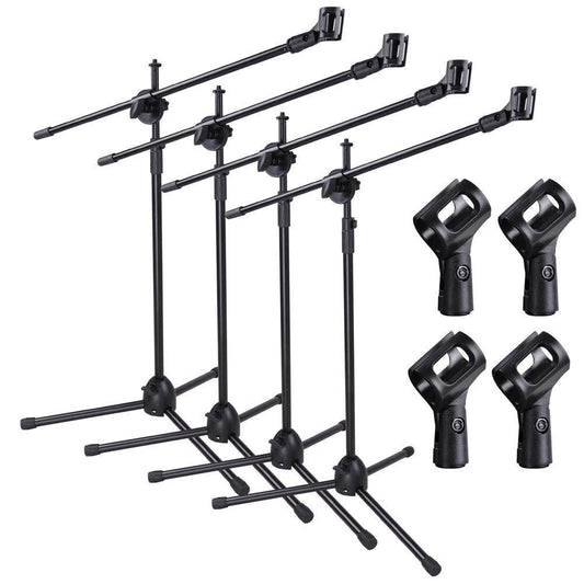 4x Adjustable Microphone Stand Boom Arm Mic Mount Quarter-Turn Clutch Tripod Holder Audio Vocal Stage