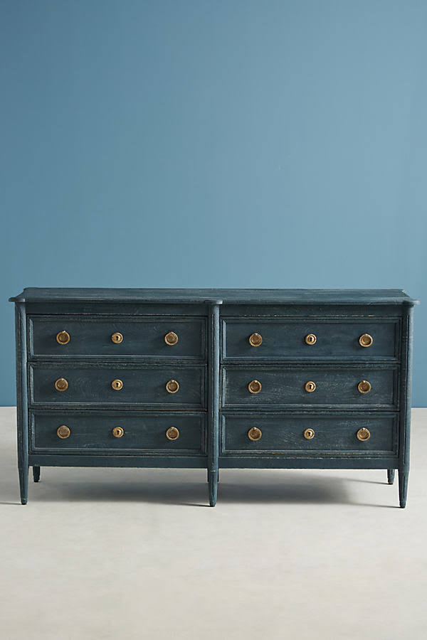 Wood Six-Drawer Dresser By  In Blue