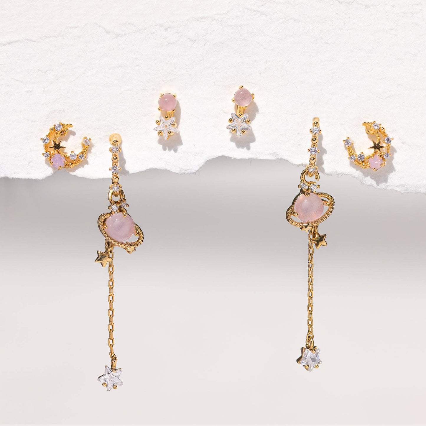 Womens Pink Jupiter Earring Set