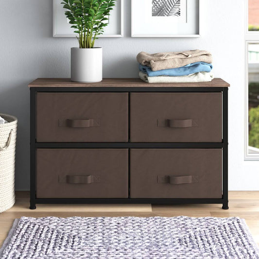 2-Tier 4 Drawer 34.25 W Double Dresser Dotted Line