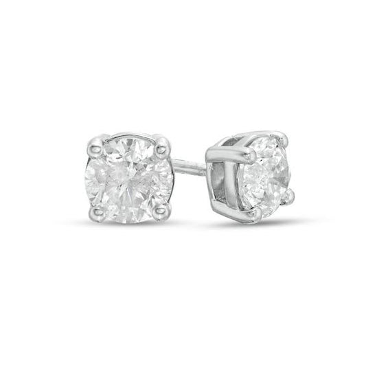 T.W. Diamond Solitaire Stud Earrings In 14k