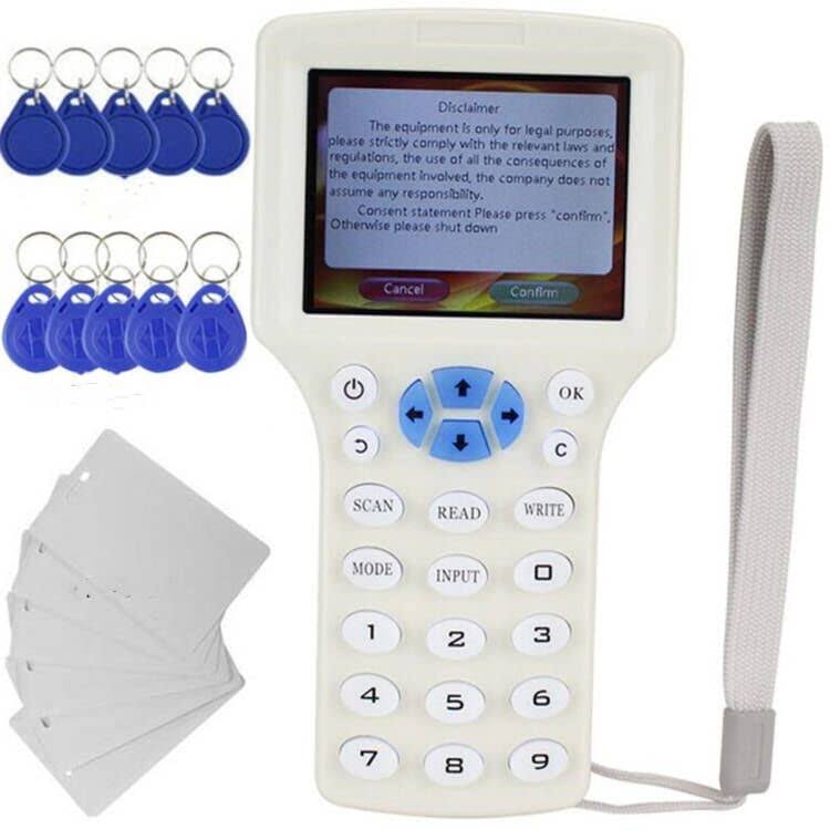 10 Frequency Rfid Nfc Card Copier Reader Writer For Ic Id Cards And All 125khz Cards +13.56mhz Uid Key