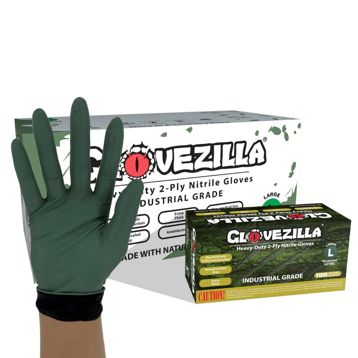 1000 Glovezilla 2-Layer 8 Mil Nitrile Gloves Rip Resistant Dual