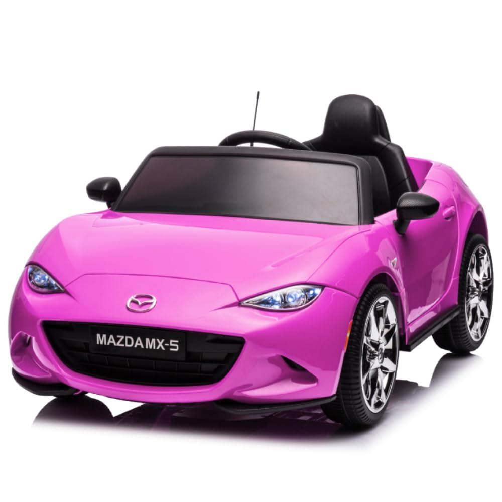 12v Ride On Car, Licensed Mazda Mx-5 Electric Car For Kids With Parent Remote Control, Lights, Music, 4-Wheel Ride On Toys-Pink