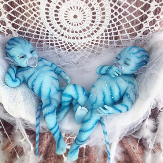 [Pretty Twins]12 Realistic Reborn Santiago And Jacobo Handmade Fantasy Reborn Baby Twins Boy And Girl Doll By Rsgdolls Eyes Closed-Baby Boy