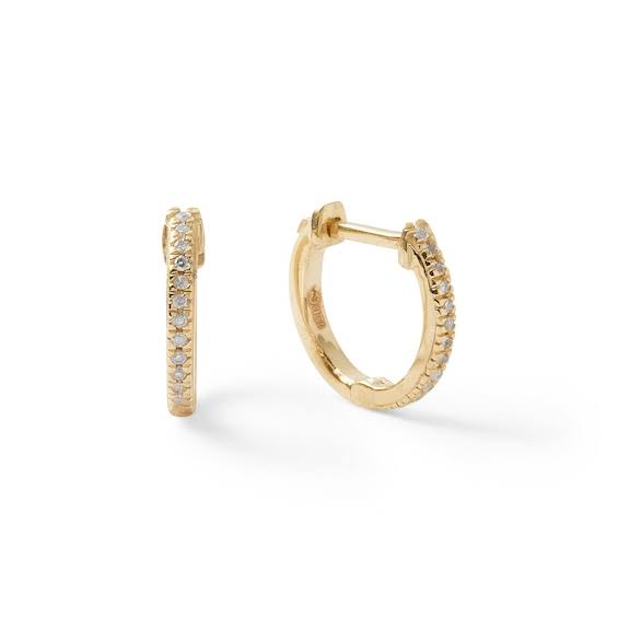 1/20 Ct. T.W. Diamond Huggie Hoop Earrings In 10k Gold