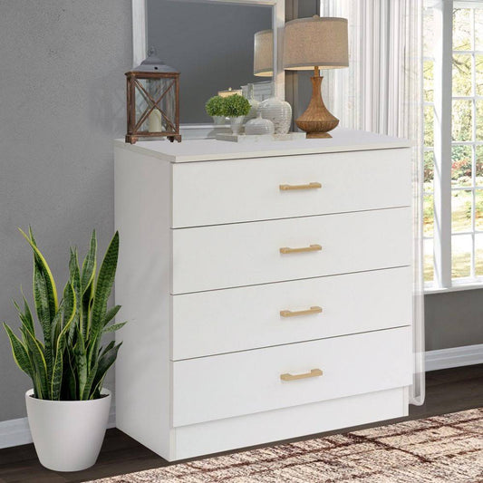 White 4-Drawer Wood Dressers For Bedroom