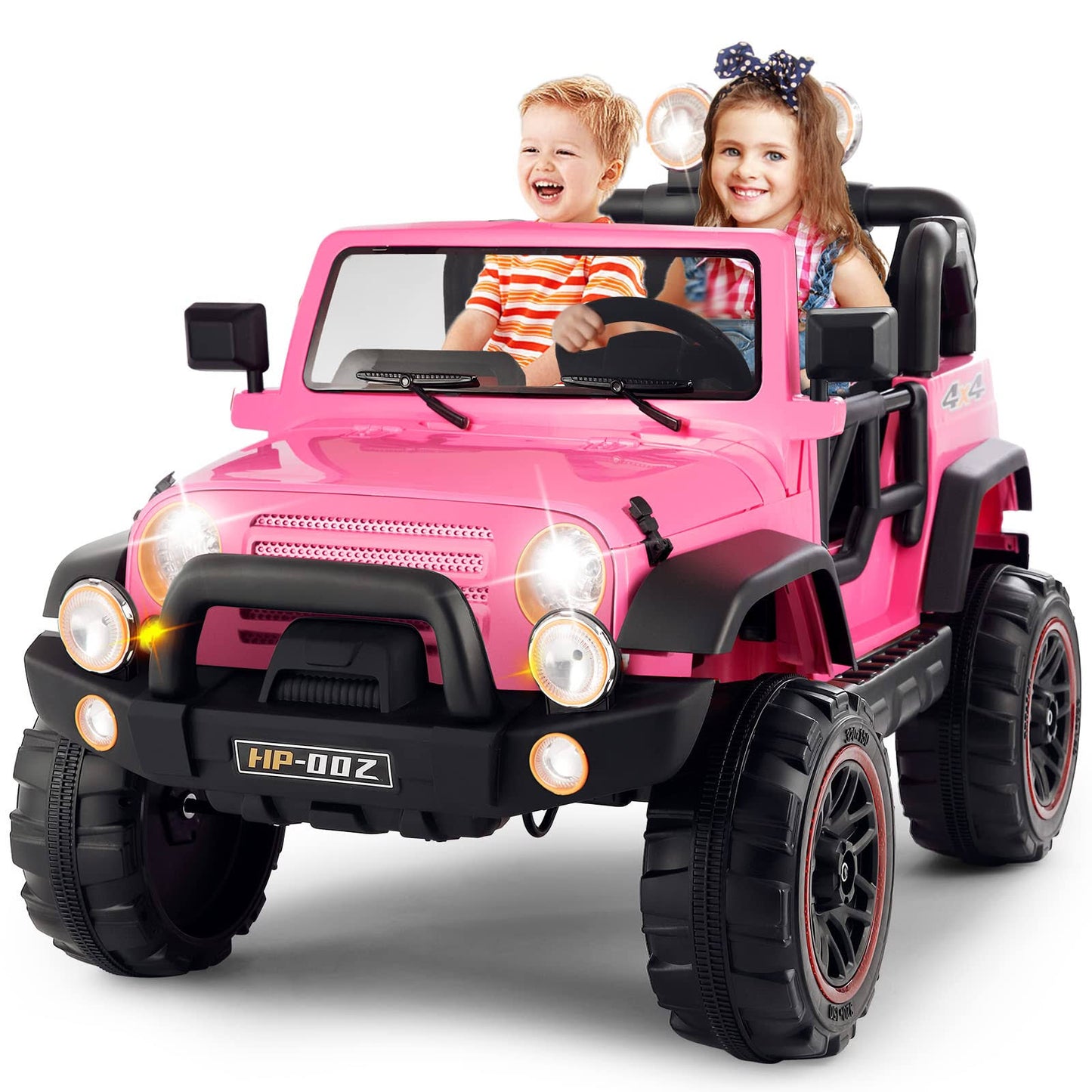 2 Seater Ride On Truck And Car Cover, 12v Childrens Electric Car With Parental Remote Control, Music, Mp3 Player, Led Lights, Spring Suspension,