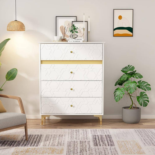 White Wooden Dresser Storage Cabinet