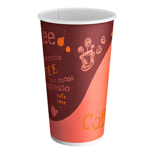 16 Oz. Coffee Print Poly Paper Hot Cup - 1000/Case