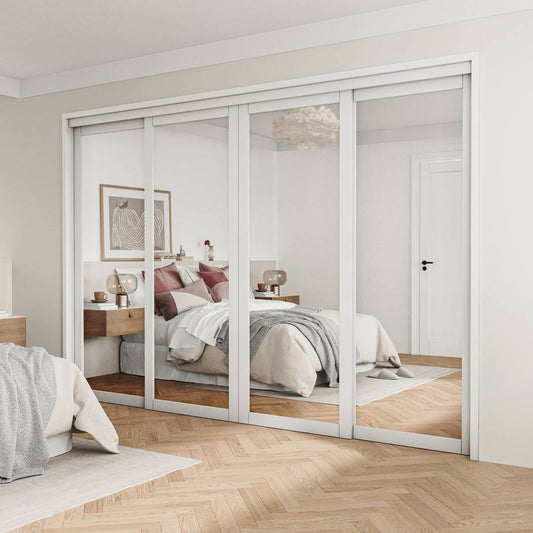 1-Lite Mirrored Glass Double Sliding Closet Door With Hardware Kit Ark Design Size: 120 X 77.8