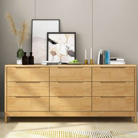 Style Solid Wood Chest Bedroom Storage Chest With 5 / 6 / 9 Drawers - Natural 59l X 16w X 30h