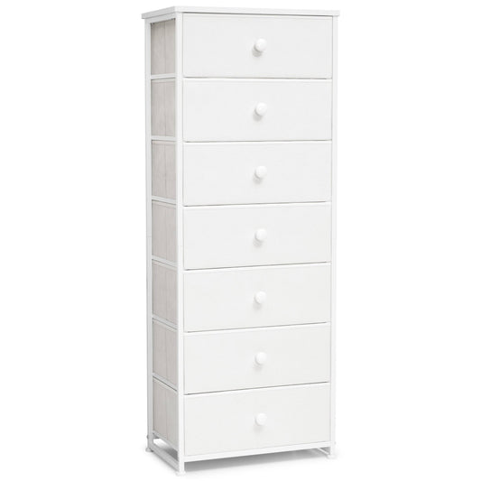 Tall Vertical 7-Drawer Chest Dresser - White - 7-Drawer