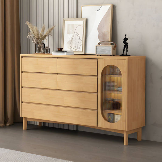 Storage Chest Solid Wood Storage Chest Dresser With 6 Drawers - Natural