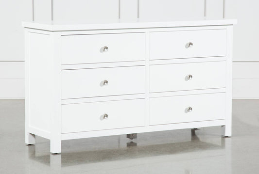 White 6 Drawer Dresser Wood/Metal