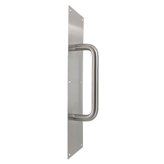 Td-Pullp Ada Pull Plate - 4 X 16 With 3月4日 Round Pull, 8 Ctc, Stainless Steel