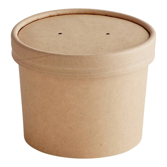 12 Oz. Kraft Paper Food Cup With Vented Lid - 250/Case