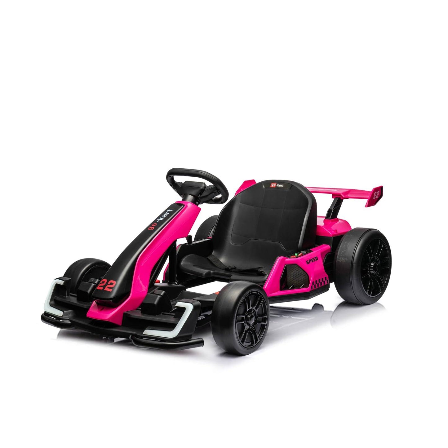 24v Electric Go Kart For Kids, 7.5 Mph Drift Kart With 300w Motor, Drift/Sport Mode, Length Adjustment (Pink)