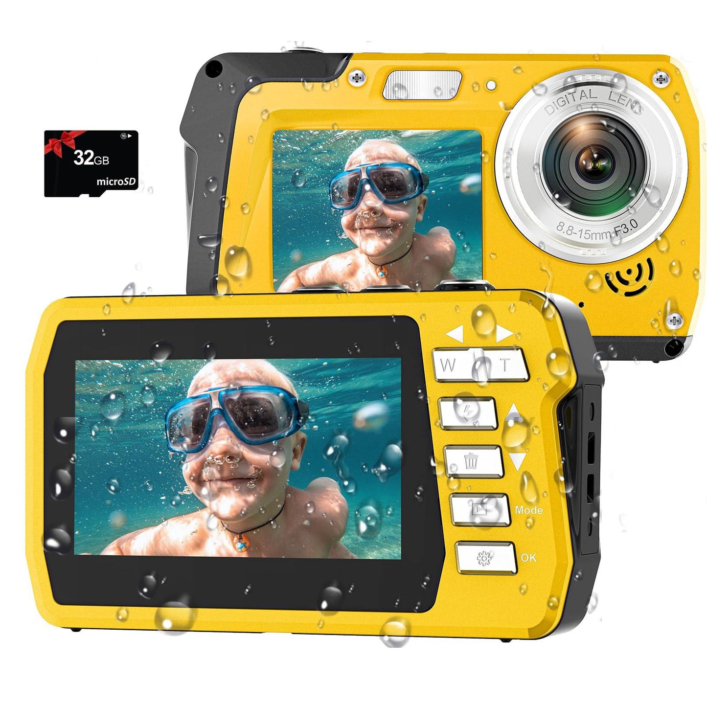 4k Underwater Camera With 32gb Card 11ft Waterproof Camera 48mp Autofocus Ips Dual-Screen Selfie Underwater Cameras For Snorkeling