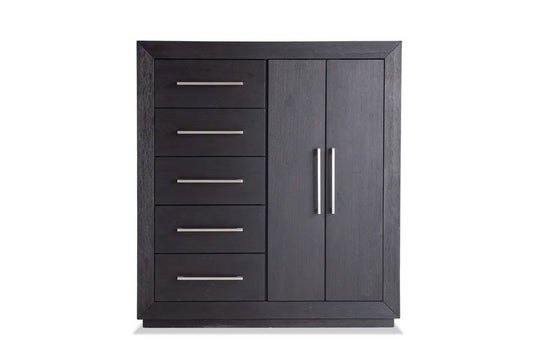 5 Drawer Gentlemans Chest In Black Contemporary Gentlemans Chest Solid Acacia/Plywood/Mdf By Bobs Discount Furniture