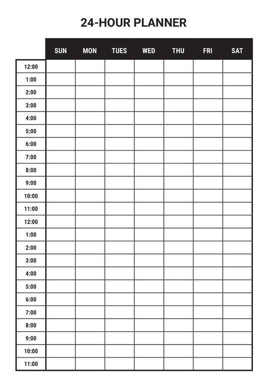 24 Hour Planner Dry-Erase Scheduling Whiteboard