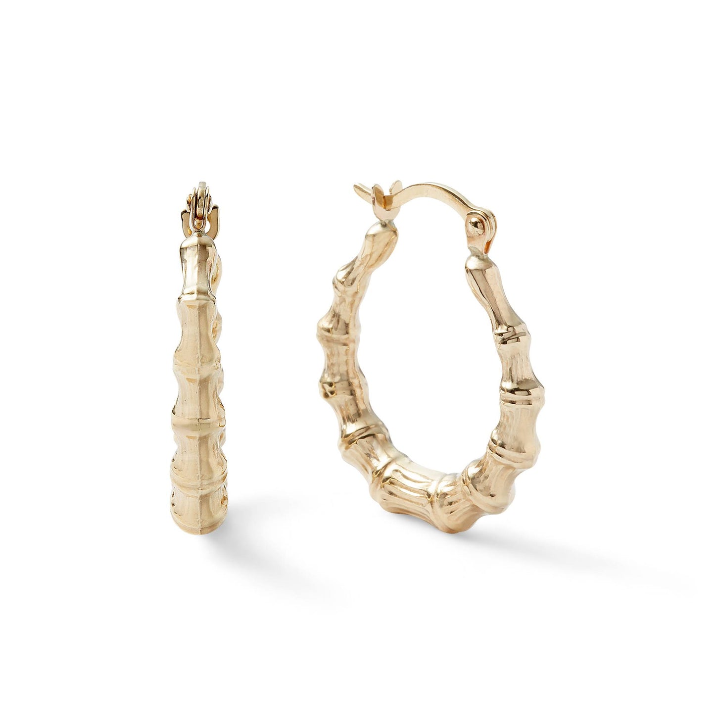 19mm Bamboo Hoop Earrings In 10k