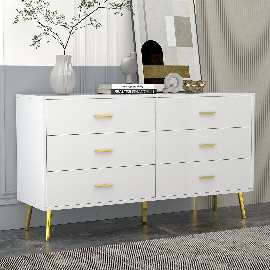 6 Drawer 54 W Double Dresser Jimbboom Color: White