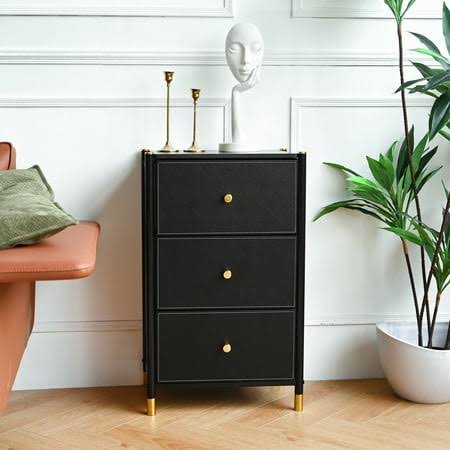 3 Drawer Dresser Nightstand For Bedroom Small Fabric Dresser Chest Of Drawers Modern Storage Tower Sidetable For Living Room Hallway Entryway