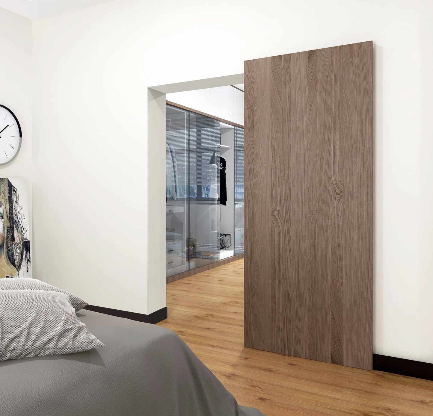 42 Concealed Sliding Barn Door Hardware With Soft Close Mechanism,No Floor Track