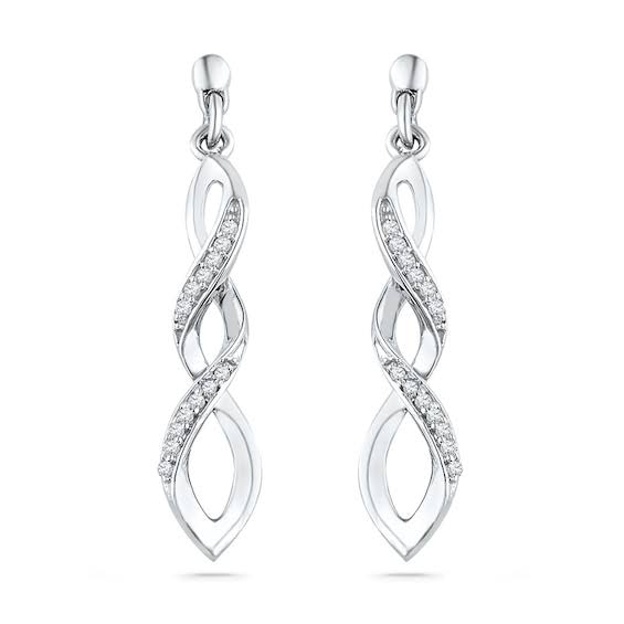 1/10 Ct. T.W. Diamond Cascading Drop Earrings In Sterling