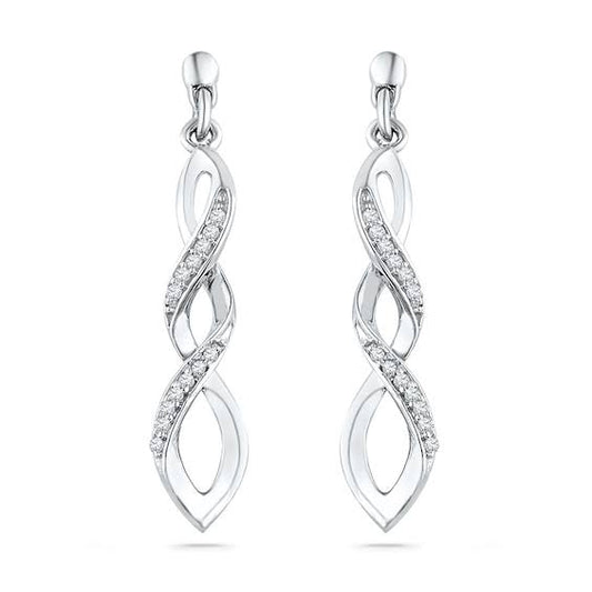 1/10 Ct. T.W. Diamond Cascading Drop Earrings In Sterling