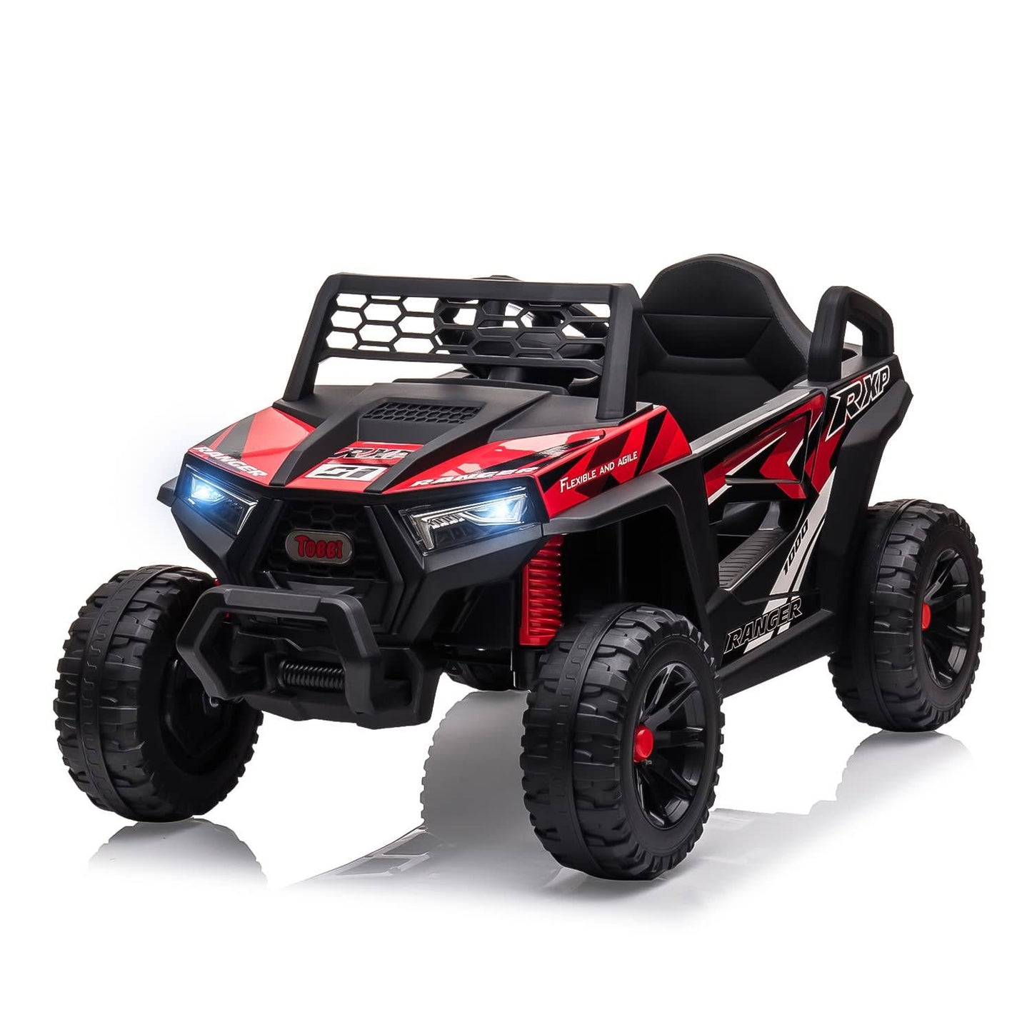 12v Kids Ride On Car, Electric Off-Road Utv Truck With Forward And Reverse Functions, Double Open Doors, Safety Belt, Horn, Music, And Lights