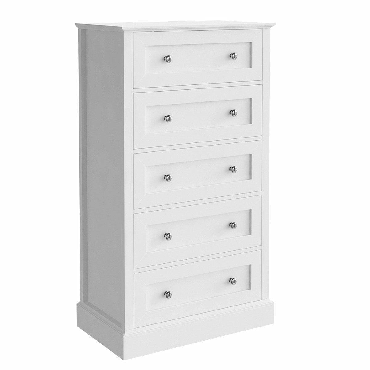 5 Drawer White Dresser Tall Storage Cabinet Chest Of Drawers For Bedroom Living Room