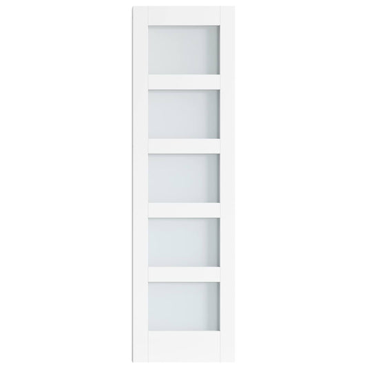 24in X 84in Glass Barn Door,White Sliding Barn Door Slab With 5 Frosted Glass Panels,Assembly Needed Interior Barn Door For Closet,Bathroom