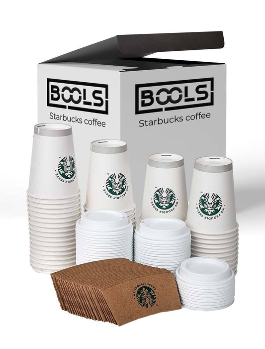 White Disposable Hot Paper Cup, 12 Ounce, Sleeves And Lids Pack Of 50 Each Packaged