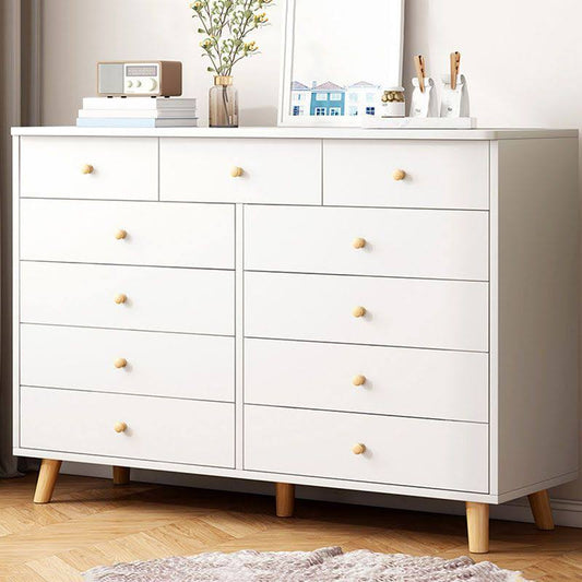 Wooden Combo Dresser Bedroom Storage Chest With Drawers - White 47l X 15w X 35h 11