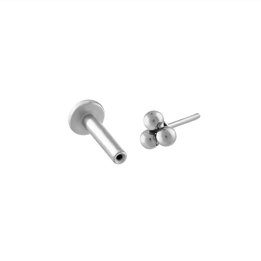 Tiny Trinity Push Pin Flat Back Earring Titanium