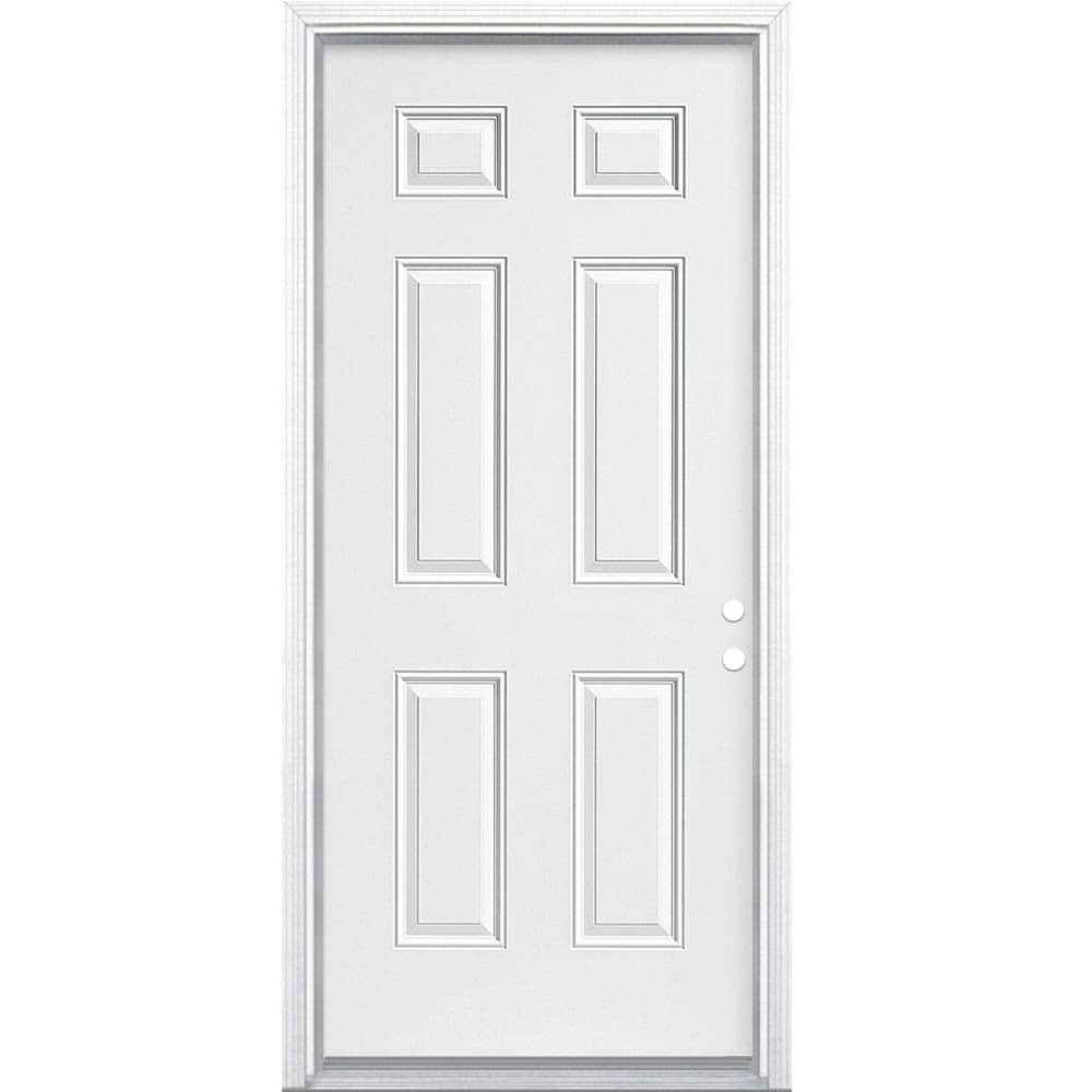 32-In X 74-In Steel Left-Hand Inswing Primed Unfinished Prehung Single Front Door With Brickmould Insulating Core 740843