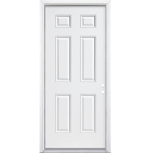 32-In X 74-In Steel Left-Hand Inswing Primed Unfinished Prehung Single Front Door With Brickmould Insulating Core 740843